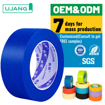Băng keo giấy nhăn chống tia UV 14 ngày, độ dính cao, băng keo che phủ màu xanh dương cho thợ sơn, dùng trong trang trí nội thất và in ấn